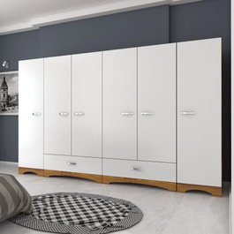 Hanah Home Armario F4 - 524 Blanco y Nogal